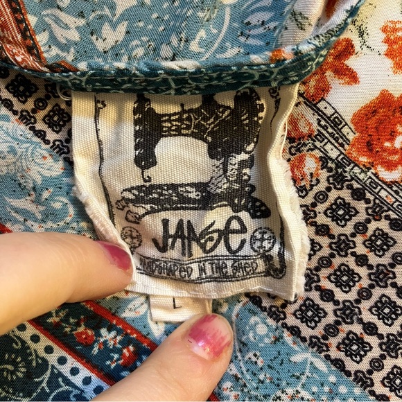 Jaase Handshaped in the Shed colorful floral/paisley balloon sleeve blouse, L - Picture 4 of 7